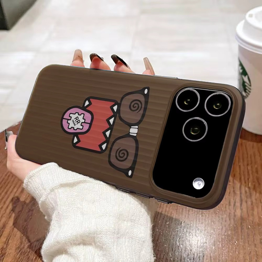 Handyhülle mit Domo-Kun Modedesign und gewelltem Muster für iPhone 11 bis iPhone 17 Pro Max, matte Abdeckung - Bild 3