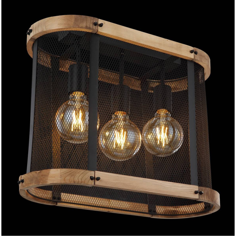 Globo Deckenleuchte Jeanie 3-flammig Schwarz matt und Dunkelbraun aus Metall und Holz, B/H/T: 45 x 38 x 20 cm, E27 - Bild 4