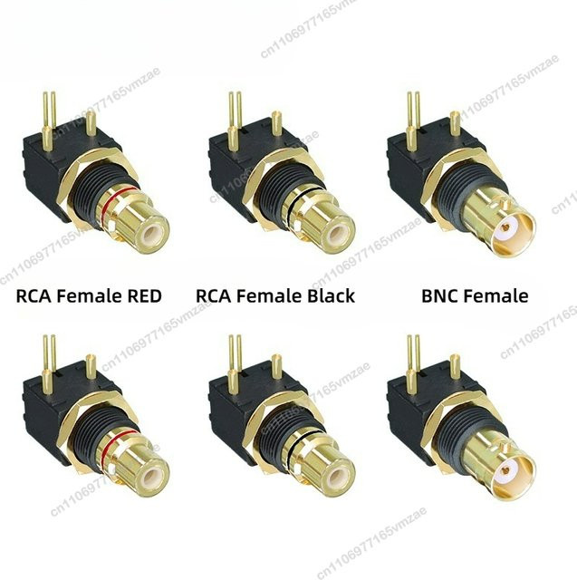 MACDOT RCA BNC Adapter Set mit vergoldeten Steckern als rechter Winkel für PCB Panel Mount in Gold und Rot - Bild 1