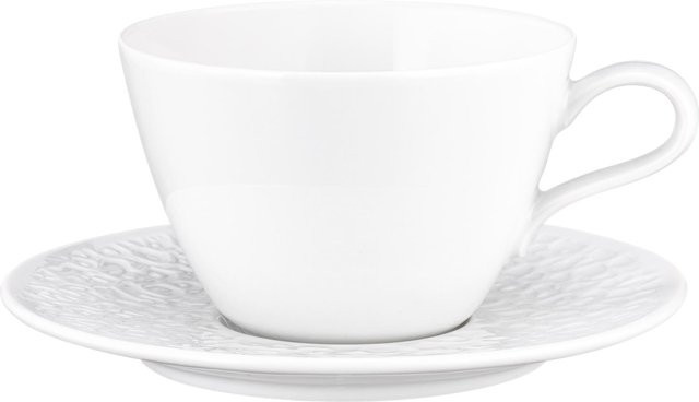 Seltmann Weiden Milchkaffeetasse mit Untertasse Nori Home aus Porzellan, Weiß, 370 ml - Bild 1