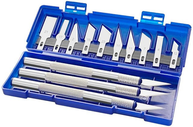 LeFavor 13-teiliges Präzisions-Schnitzmesser Set aus Edelstahl und Aluminiumlegierung in Silber für DIY-Reparaturen und Kunstsiegel-Schneidearbeiten - Bild 1