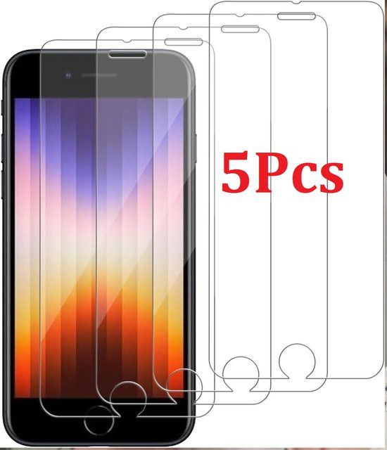 5 Stück Apple iPhone Schutzfolien aus gehärtetem Glas, transparent, passend für iPhone 6 6S 7 8 Plus und SE 2020 2022 - Bild 1