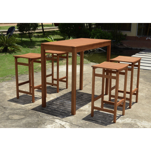 GARDEN PLEASURE Bar-Set aus Eukalyptusholz für 4 Personen in Beige und Braun - Bild 2
