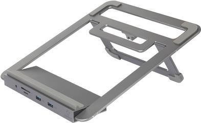 Renkforce RF-LLS-400 USB-C Notebook Dockingstation und Ständer in Grau, Universal kompatibel mit Apple - Bild 1