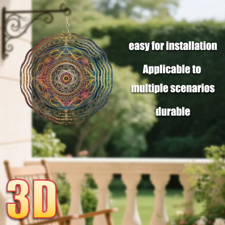CIFBUY 3D Geometrischer Metallspinner Multicolour als hängende Gartendekoration mit drehbarem Haken, Durchmesser: 25,5 cm - Bild 6