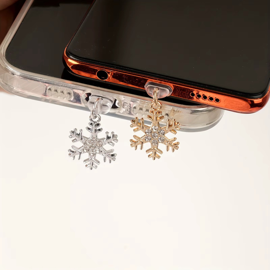 Schneeflocken-Charm Staubschutz für iPhone und Typ-C Geräte als Weihnachtsdekoration - Bild 2