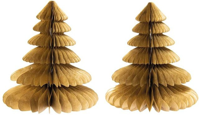 Rico Design Wabenpapier Tannenbäume in Gold für Weihnachten, 2 Stück, Höhe: 20 cm - Bild 1