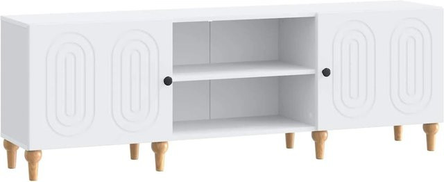 vidaXL TV-Schrank aus Holzwerkstoff in Weiß mit modernem Streifenmuster, B/T/H: 150 x 31 x 50 cm - Bild 1
