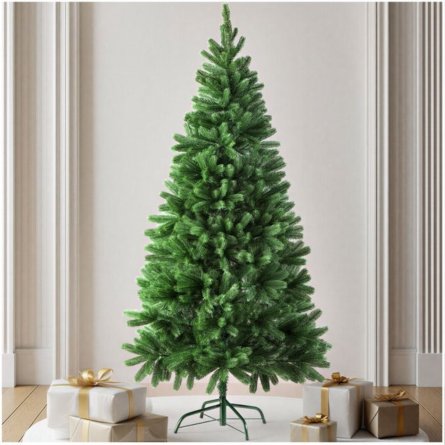 tectake Weihnachtsbaum künstlich aus Spritzguss in Grün mit Metallständer H x B x T: 180 x 100 x 100 cm - Bild 1