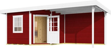 WEKA Saunahaus Salo Sparset mit 9 kW BioS Ofen in Schwedenrot, B/H/T: 646 x 237 x 338 cm - Bild 1
