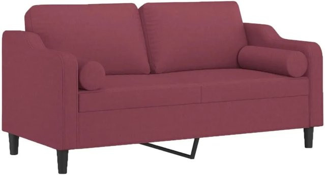 vidaXL 2-Sitzer-Sofa in Weinrot mit Zierkissen, modernes Polstersofa aus Stoff mit Metallrahmen für dein Wohnzimmer - Bild 1