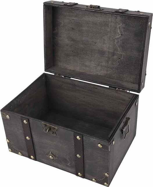 KaiSai Vintage Holzkiste Dekorative Schatztruhe mit Schloss in Schwarz - Bild 1