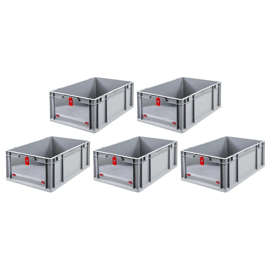PROREGAL SparSet 5x Eurobox NextGen Insight Cover mit verstärkten Wänden, Rot, H x B x T: 22 x 40 x 60 cm, 44 Liter - Bild 2