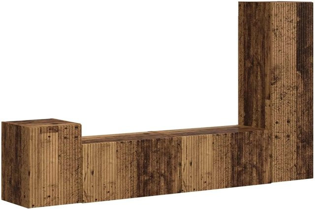 vidaXL TV-Schrankset Wandmontiert 4-teilig in Altholz-Optik, Braun, Modernes Design für dein Wohnzimmer - Bild 1