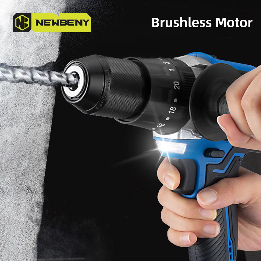 NEWBENY Bürstenloser Akku-Bohrschrauber in Blau, 13 mm, kompatibel mit Makita LXT Akkus, multifunktionaler kabelloser elektrischer Schraubendreher mit 20+3 Stufen - Bild 4