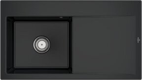 Villeroy & Boch Spüle Subway Style in Pure Black mit Ablaufgarnitur und Handwaschbecken aus Keramik, 50 l - Bild 1