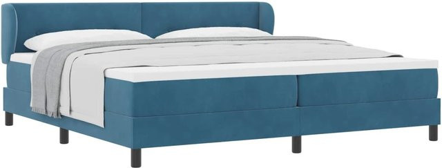 vidaXL Boxspringbett mit Matratze aus Samt in Dunkelblau, B/T/H: 200 x 200 x 24 cm - Bild 1