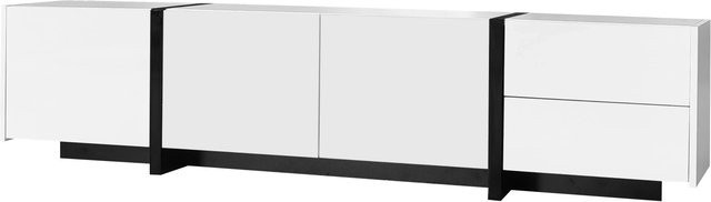 okwish TV Schrank in Hochglanz Weiß mit Schubladen und Türen für zusätzlichen Stauraum, B/T/H: 170 x 30 x 39 cm - Bild 1