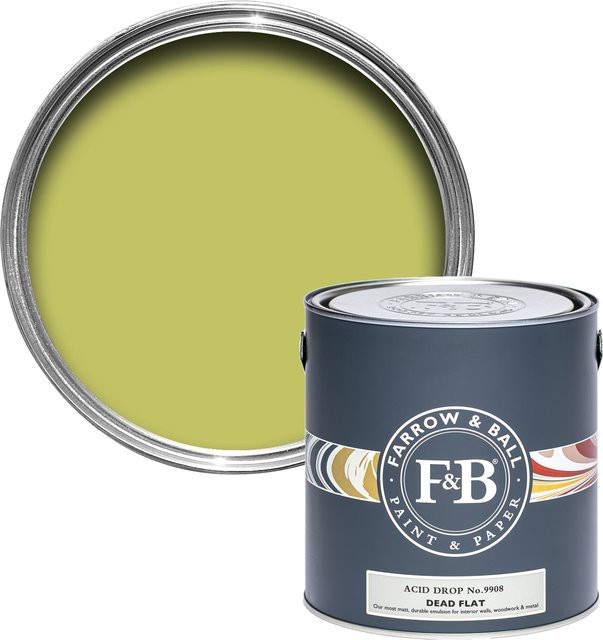 Farrow & Ball Dead Flat Wandfarbe Acid Drop 9908 Gelb-Grün 2,5 l - Bild 1
