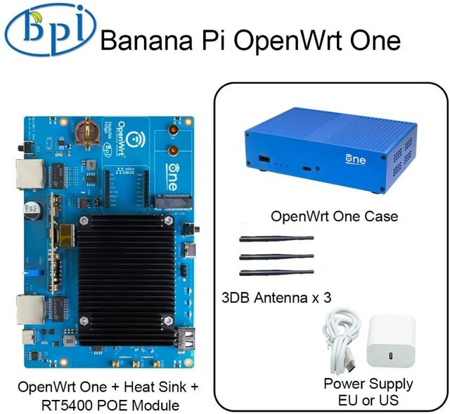 Banana Pi OpenWrt One Smart Router mit MediaTek MT7981B, 1 GB DDR4, 2,5 GbE und Gigabit Ethernet, WiFi 6 Dual-Band, 256 MiB SPI NAND, Blau - Bild 1