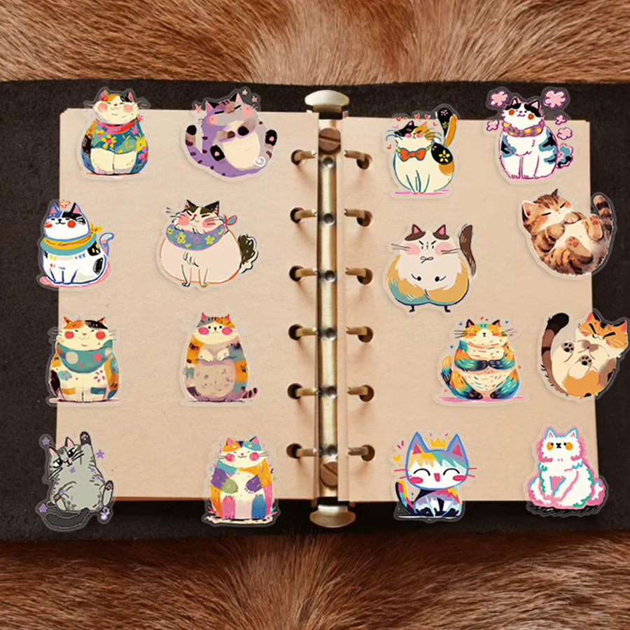 Mr.Paper Tier-Aufkleber mit süßen Katzenmotiven, 50 Blatt pro Packung, transparente PET-Aufkleber in Multicolour für DIY-Dekorationen - Bild 3