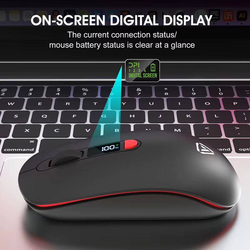 OnePlus kabellose Bluetooth und 2.4G Maus mit Smart-Display, leise und wiederaufladbar, für Bürocomputer und Laptops, erhältlich in Weiß oder Violett - Bild 1