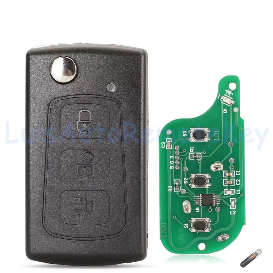 DIYKEY OEM Flip Remote Autoschlüsselanhänger mit 3 Tasten, 433 MHz und ID48 Chip, Ersatz für Great Wall Haval Hover H3 H5, Schwarz - Bild 2