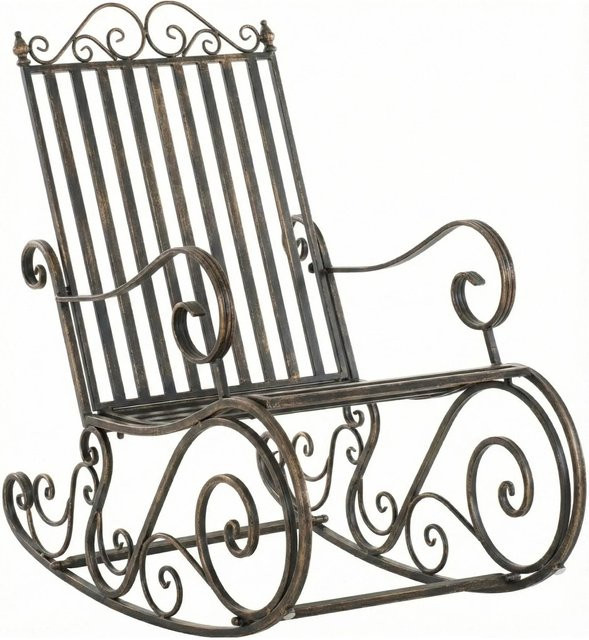 DELUKE Schaukelstuhl ANNA im Landhausstil, Outdoor Relaxstuhl aus Metall in Bronze, B/T/H: 56 x 90 x 94 cm - Bild 1