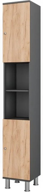 Vicco Hochschrank Fynn modern in Anthrazit und Goldkraft Eiche mit Regalfächern, B/T/H: 30 x 23,5 x 190 cm - Bild 1