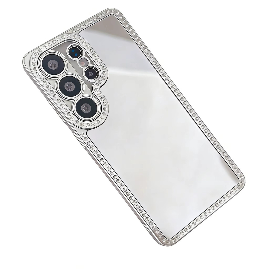 Bling Diamant-Spiegel-Handyhülle für Samsung Galaxy S26 S25 S24 FE S23 Ultra Plus in Silber mit integriertem Make-up-Spiegel und stoßfestem Schutz - Bild 2