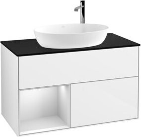 V&B Waschtischunterschrank Finion 100 mit Wandbeleuchtung, Farbe: Weiß lackiert, B/T/H: 100 x 50,1 x 50,1 cm - Bild 1