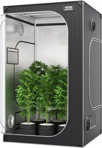 VEVOR Grow-Zelt für Indoor-Pflanzen mit Beobachtungsfenster, Bodenwanne und Werkzeugtasche, Grau/Schwarz, B/T/H: 122 x 122 x 203 cm - Bild 1