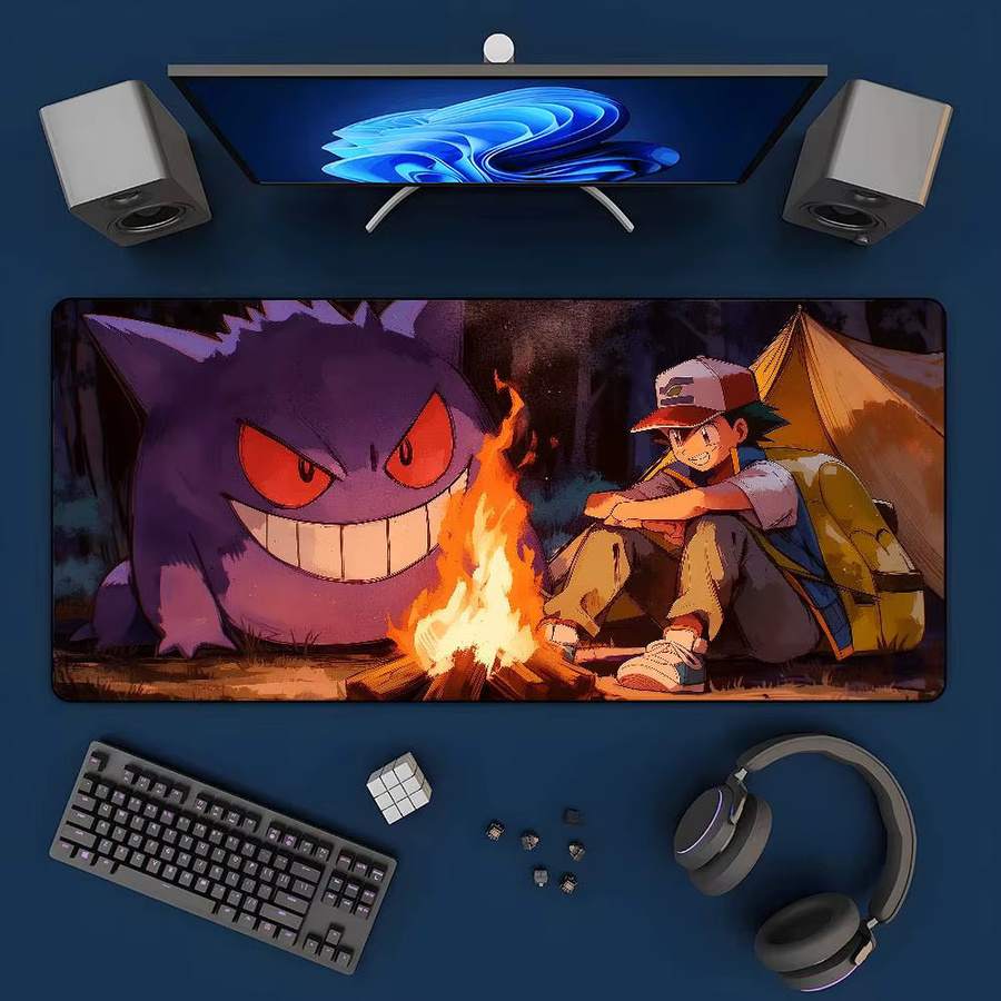 Bandai Pokemon Pikachu Gaming-Mauspad als große Schreibtischunterlage in Multicolour mit genähten Kanten und rutschfester Gummiunterseite - Bild 2