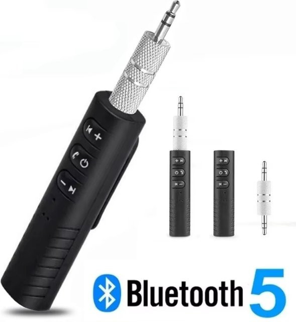 Mrgabwte Bluetooth 5.0 Empfänger und Sender Adapter in Schwarz mit 3,5 mm Klinkenanschluss für Auto, Musik und Kopfhörer inklusive Freisprecheinrichtung - Bild 1