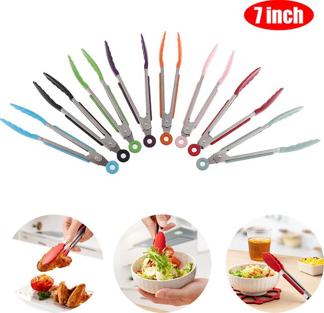 JETTING Silikon Grillzange aus Edelstahl für BBQ, Camping und Kochen, rot/mehrfarbig, antihaftbeschichtet - Bild 1
