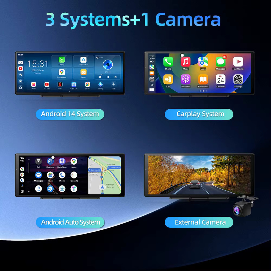 Imagebon Smart AI Rückspiegelkamera mit 11,3 Zoll Android 14 Display, 8 Core Prozessor, 4G + 64G Speicher, Wireless CarPlay und Android Auto, Schwarz - Bild 2