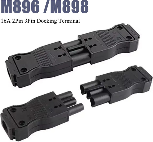 DIVEDEER Docking Terminal M896 M898 Flache Stecker Set 2Pin und 3Pin Schwarz 16A 500V AC/DC - Bild 1