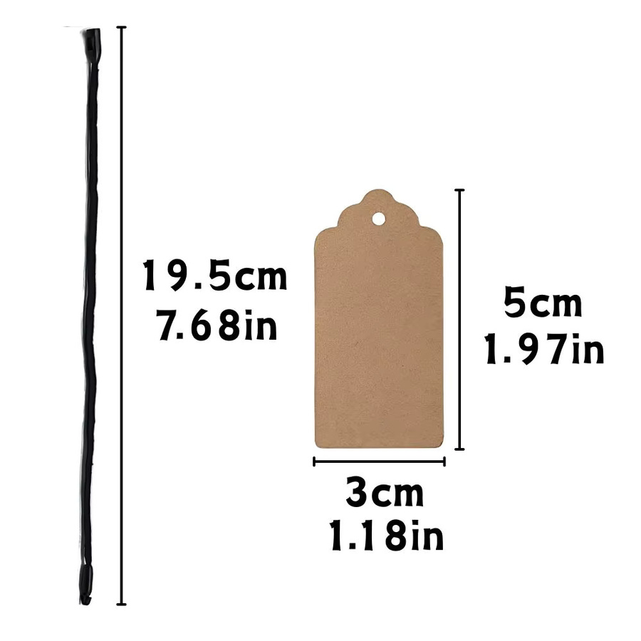 200 Stück YMY Preisschilder aus Kraftpapier mit schwarzen Polyester-Lanyards und beschreibbaren Etiketten - Bild 2