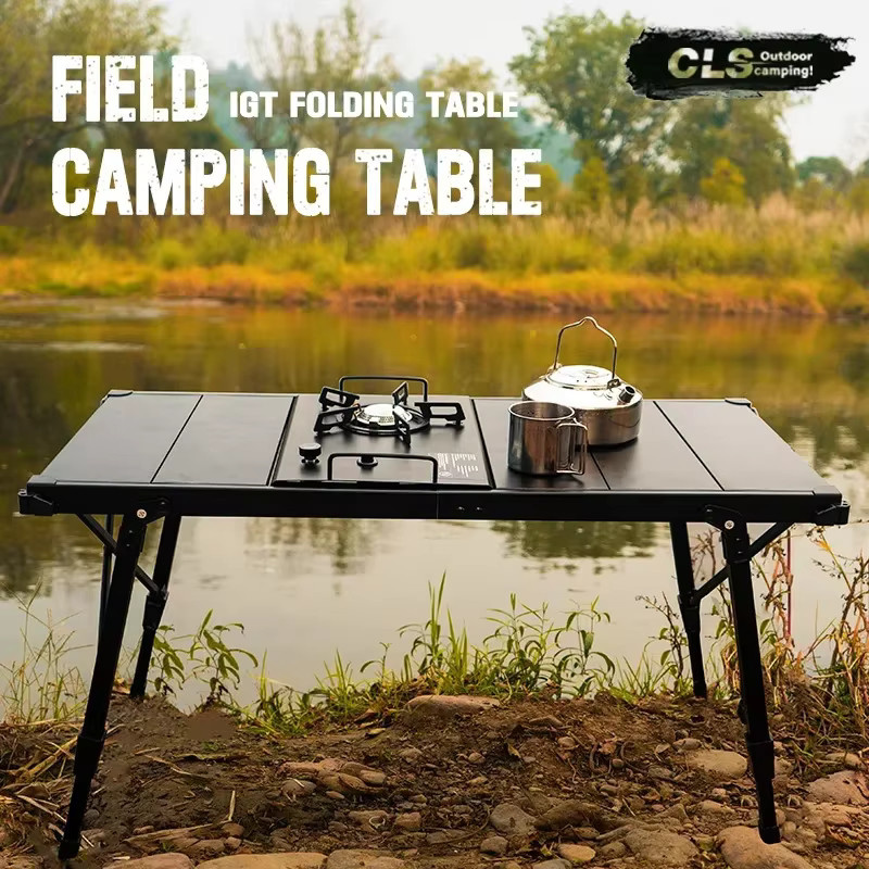 NOBANA&GLS Klappbarer IGT-Tisch aus Aluminiumlegierung in Schwarz, Multifunktionaler Rucksack-Rolltisch mit verstellbaren Beinen für BBQ und Outdoor - Bild 1