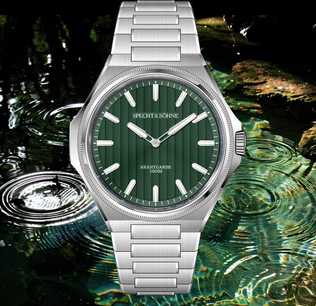 Specht & Söhne Armbanduhr, Analoguhr, Grün, Edelstahl, Herren, 10 ATM - Bild 1