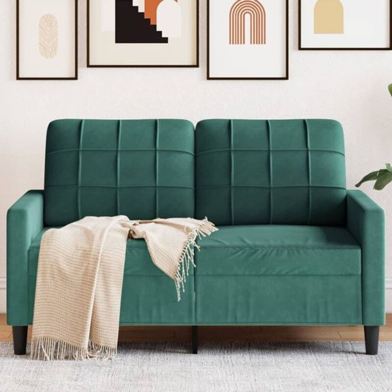 Vidaxl 2-Sitzer-Sofa aus Samt in Grün mit modernem Design und Metallgestell, Breite: 137 cm - Bild 1