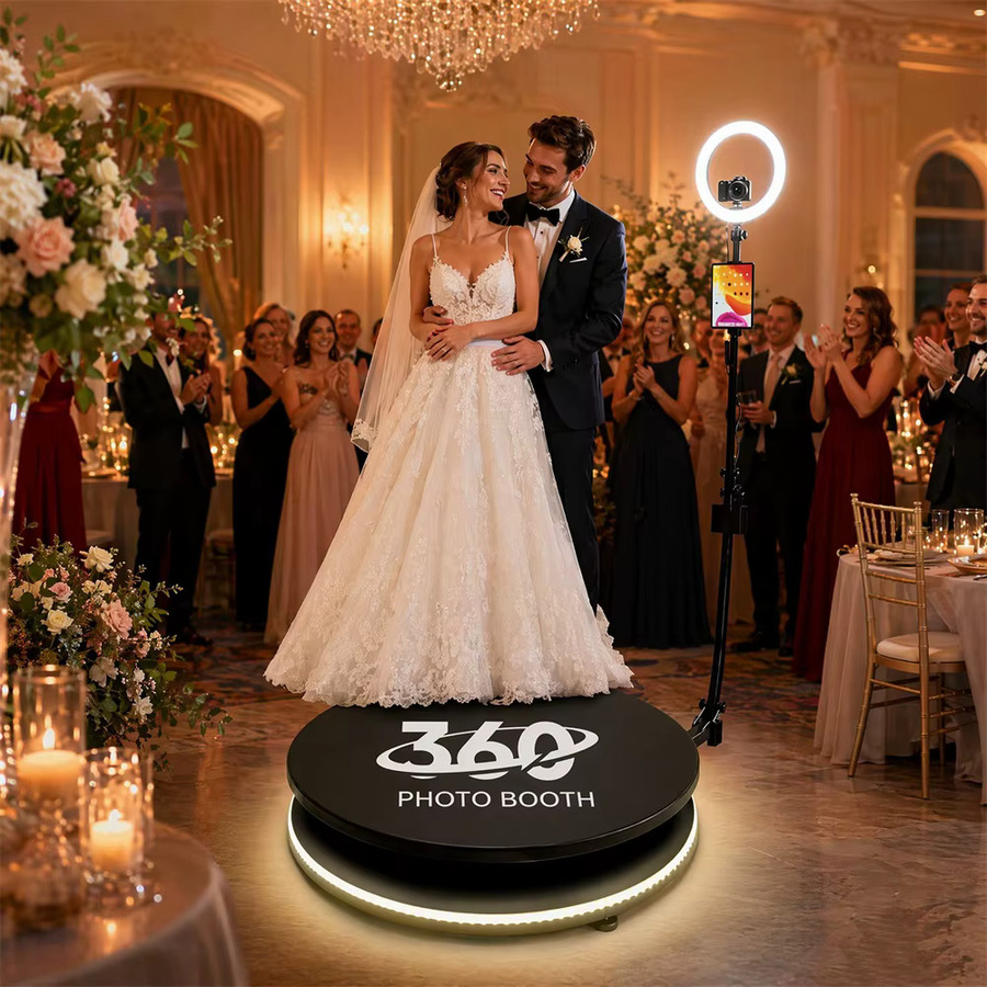 ERIKOLE 360-Grad Panorama-Selfie-Station mit LED-Fülllicht und Flightcase in Schwarz - Bild 6