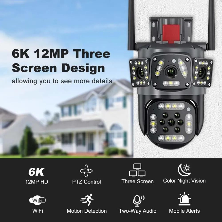 Vstarcam 12MP 6K PTZ-IP-Überwachungskamera mit KI-Personenerkennung, Multi-Objektiv und automatischer Verfolgung für drei Bildschirme, drahtlose CCTV-Sicherheitskamera - Bild 8