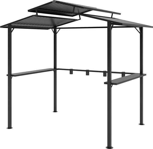 Outsunny Grillpavillon aus Metall in Schwarz mit wasserdichtem Doppelschichtdach und UV-Schutz, B/T/H: 250 x 160 x 250 cm - Bild 1