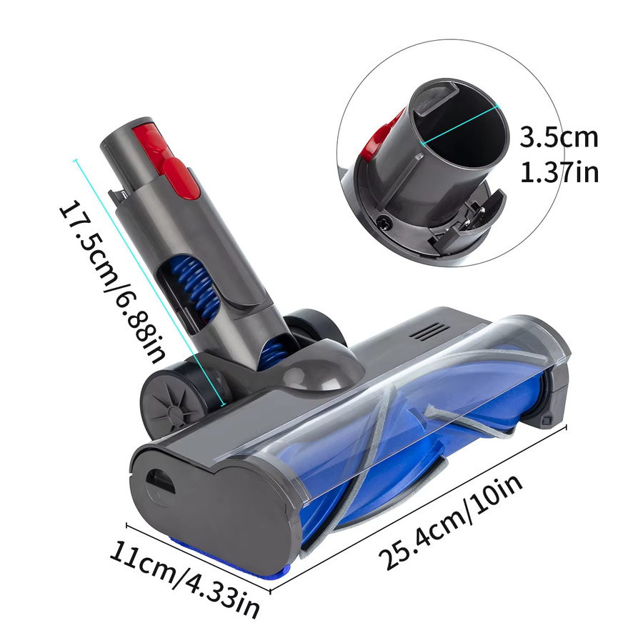 Kompatibler elektrischer Anti-Wickel-Bürstenkopf für Dyson V7 V8 V10 V11 V15 Ersatzbürste Breite: 17,5 cm, Tiefe: 25,4 cm - Bild 2