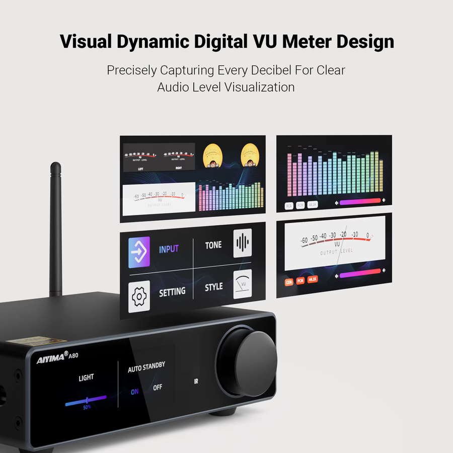 AIYIMA A80 Upgrade Stereo-Leistungsverstärker mit TPA3255 DAC Bluetooth PFFB Klasse D 2.0 HiRes Digital-Verstärker Schwarz - Bild 3
