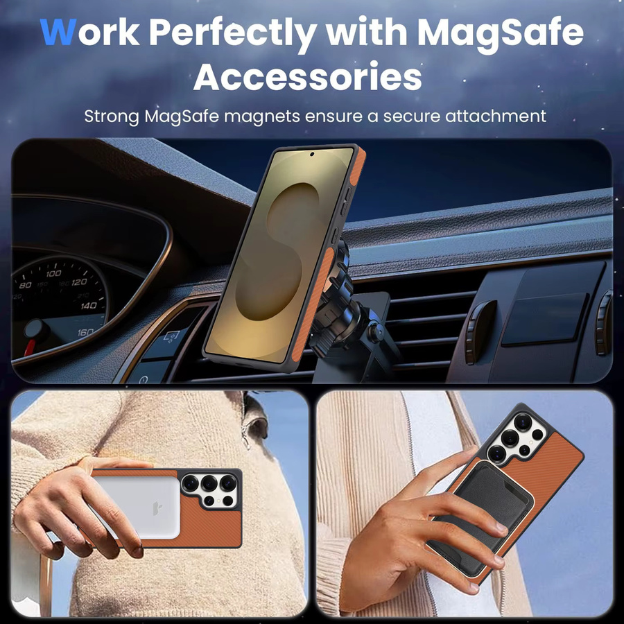 MagSafe Schutzhülle mit Kohlefaser-Textur für Samsung Galaxy S26 Ultra S25 S24 S23 S22 Plus in Schwarz mit weichem Innenfutter und Anti-Drop-Schutz - Bild 3