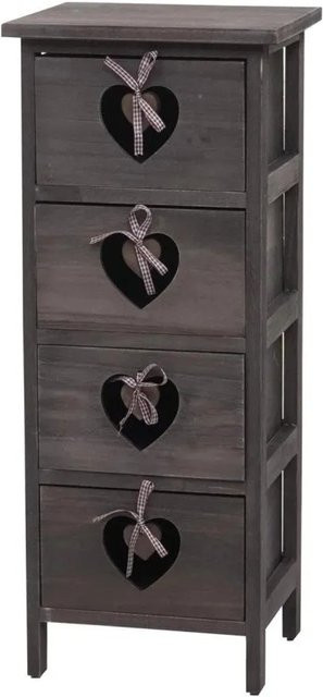 MCW Kommode Sues Schubladenkommode im Shabby-Look mit Herzornamenten, grau-braun, B/T/H: 70 x 29 x 25 cm - Bild 2