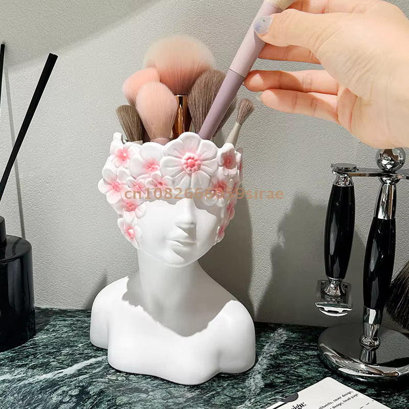 KuZHEN Aufbewahrungshalter in Form eines menschlichen Körpers, weißer Organizer aus Kunststoff und Resin für Make-up-Pinsel und Büroartikel - Bild 3