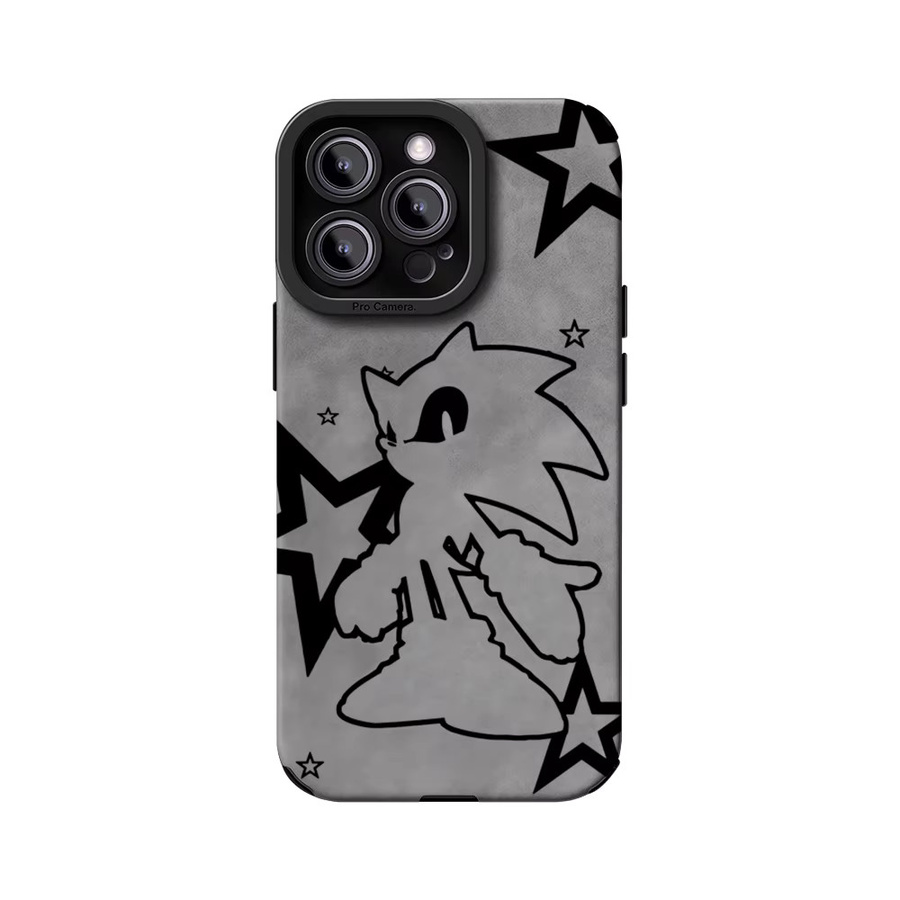 Potdemiel Stoßfeste Leder-Lammfell-Handyhülle für iPhone 17 16 Pro Max 15 14 in Schwarz und Grau - Bild 3